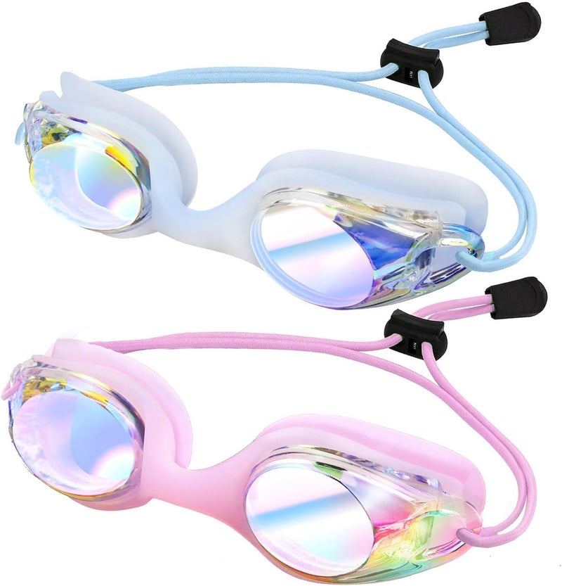 Vvinca Kids Swim Goggles with Bungee Strap No Leaking Anti Fog Toddler Goggles with Quick Adjust Ages 3-14 - Image 1